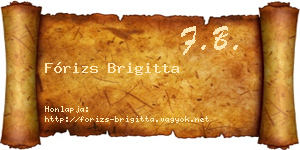 Fórizs Brigitta névjegykártya
